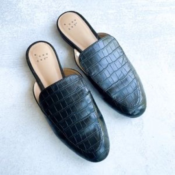 a new day Shoes - A New Day Black Croc Mules